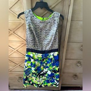 Tahari multi colored sheath dress very flattering